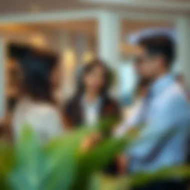 Engaging in Career Conversations in the UAE Job Market A professional in an office environment discussing career opportunities with colleagues