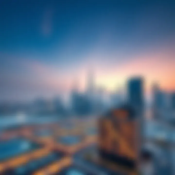 Dubai Skyline with M Hotels Panoramic view of Dubai skyline featuring M Hotels