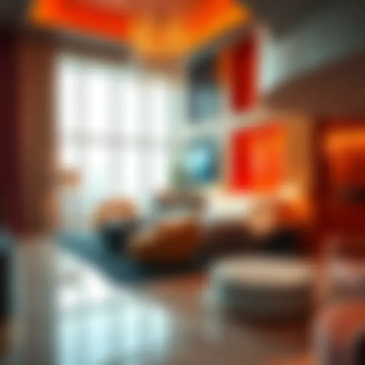 Luxury Interiors of M Hotels Vibrant interior showcasing luxury amenities at an M Hotel