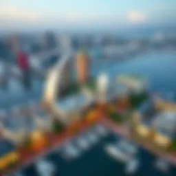 Aerial view of Marina Front Market showcasing luxurious properties