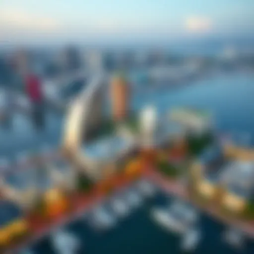 Aerial view of Marina Front Market showcasing luxurious properties