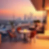 Luxurious terrace view overlooking Dubai skyline