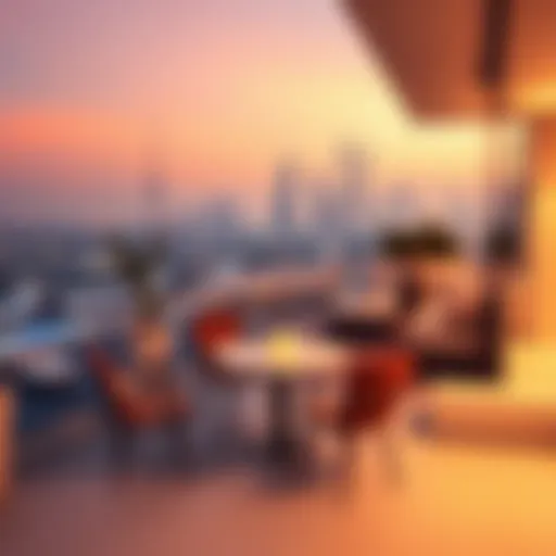 Luxurious terrace view overlooking Dubai skyline