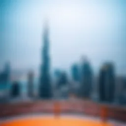 Stunning view of Musa Tower against Dubai skyline