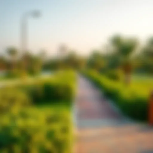 Scenic view of Mushrif Park Cycle Track with lush greenery