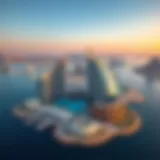 Innovative Water-Themed Architecture in Dubai A stunning aerial view of Dubai's skyline blended with innovative water-themed architecture