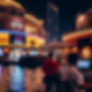 Vibrant Nightlife Near Water-Themed Establishments A vibrant nightlife scene near water-themed luxury establishments in Dubai