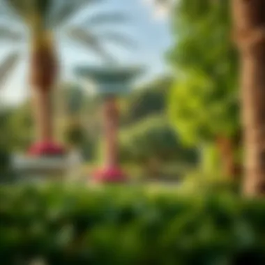 Lush Greenery in Dubai's Parks Scenic view of a lush park in Dubai showcasing greenery and community space