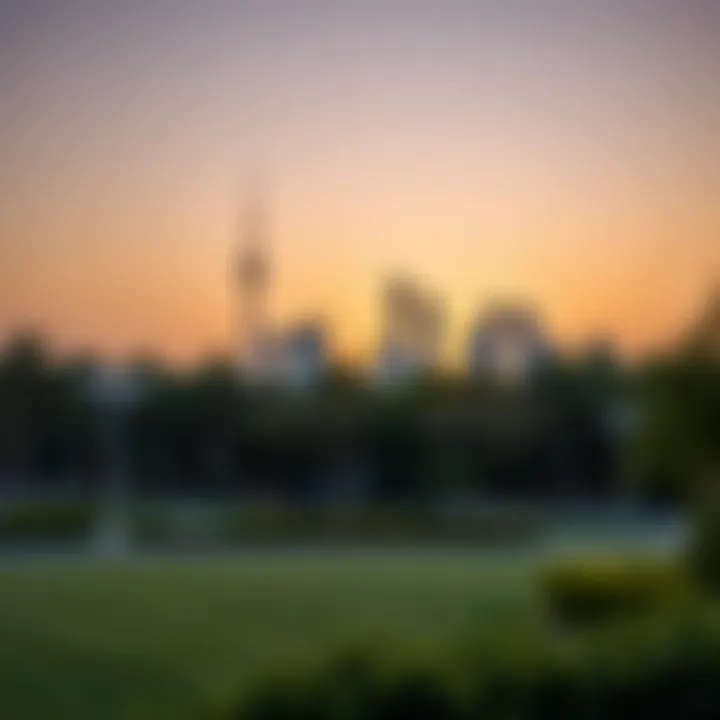 The Role of Parks in Urban Living Sunset view over a park, highlighting its role in enhancing urban living