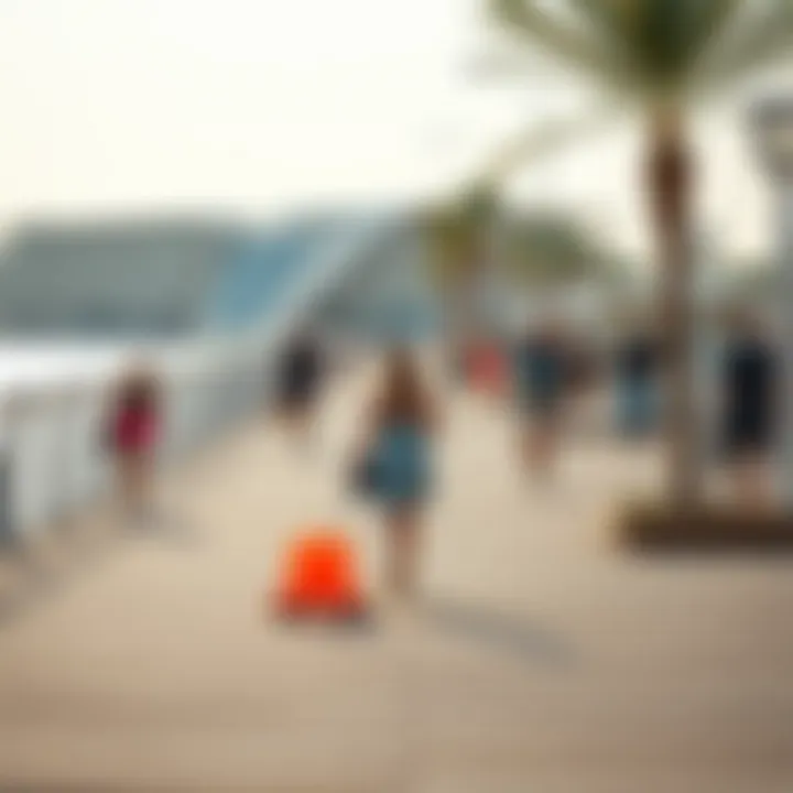 Visitors enjoying leisure activities on the Palm Jumeirah Boardwalk