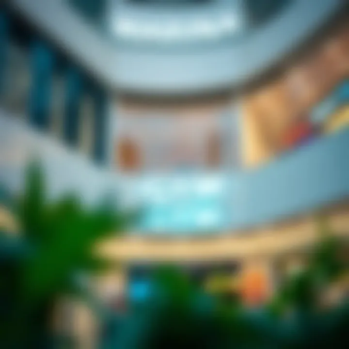 Exterior view of Marina Mall featuring gym signage and surrounding shopping area.