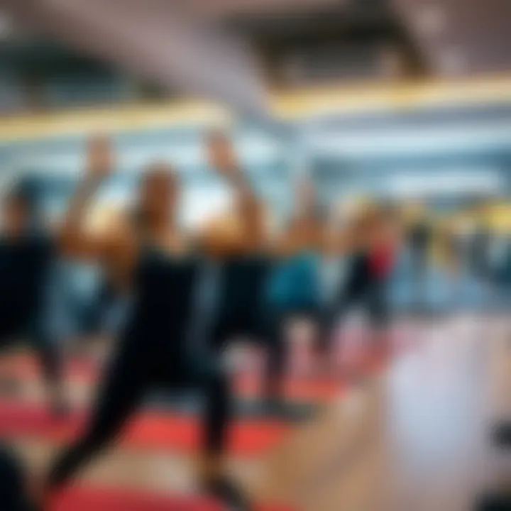 Group fitness class in session highlighting community engagement at the gym.