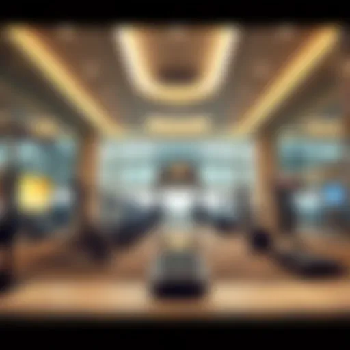 Interior view of Marina Mall gym showcasing advanced fitness equipment and open space.