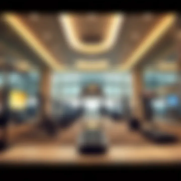 Interior view of Marina Mall gym showcasing advanced fitness equipment and open space.