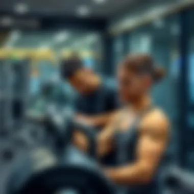 Personal trainer assisting a member with specialized workout routines.