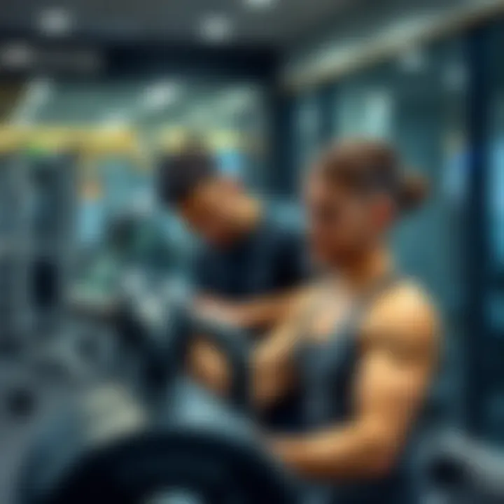 Personal trainer assisting a member with specialized workout routines.