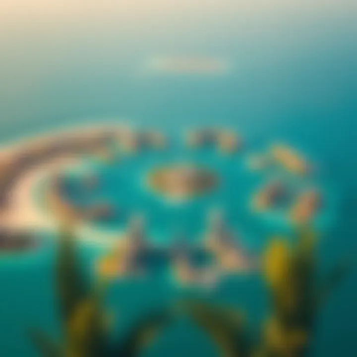 Aerial view of the World Islands in Dubai showcasing the unique layout of the islands.