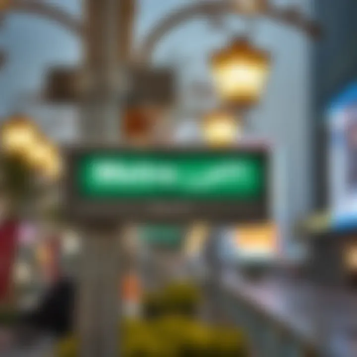 Public transport sign indicating metro routes in Dubai