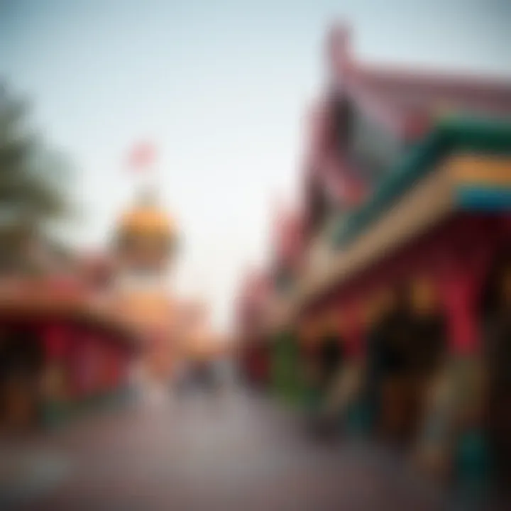 Cultural Pavilions of Global Village Colorful pavilions representing different cultures at Global Village