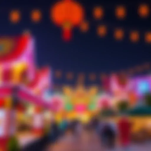 A captivating view of the Global Village in Dubai showcasing its vibrant cultural displays.