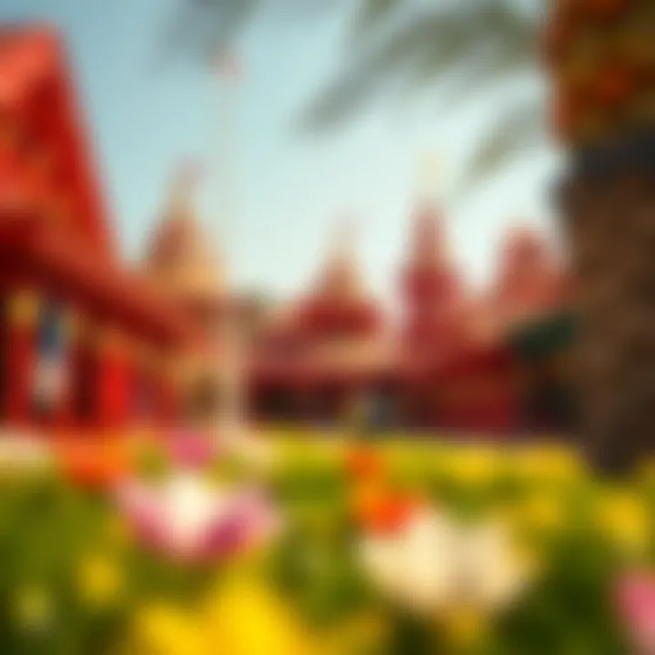 Colorful pavilion representing various countries at Global Village