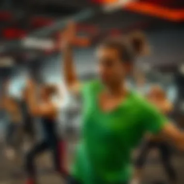 Dynamic Group Fitness Sessions Group fitness class in session at GymNation