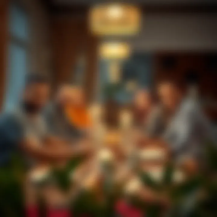 Family Gathering for Iftar Family gathering around the table for iftar