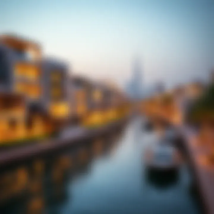 Luxurious waterfront properties showcasing modern architecture along the canal