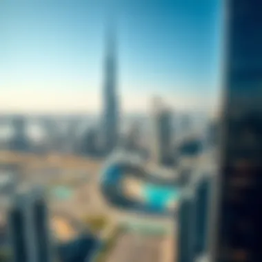 Dubai's Iconic Skyline Aerial view of Dubai's skyline showcasing iconic skyscrapers