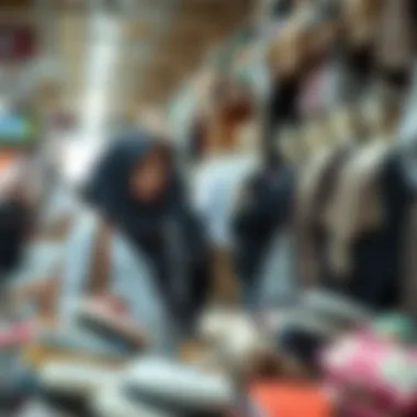 Exploring Jalabiya Fashion Trends Shoppers exploring the latest trends in jalabiya fashion at a local market