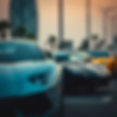 An illustration of luxury car culture in Dubai, featuring Lamborghini