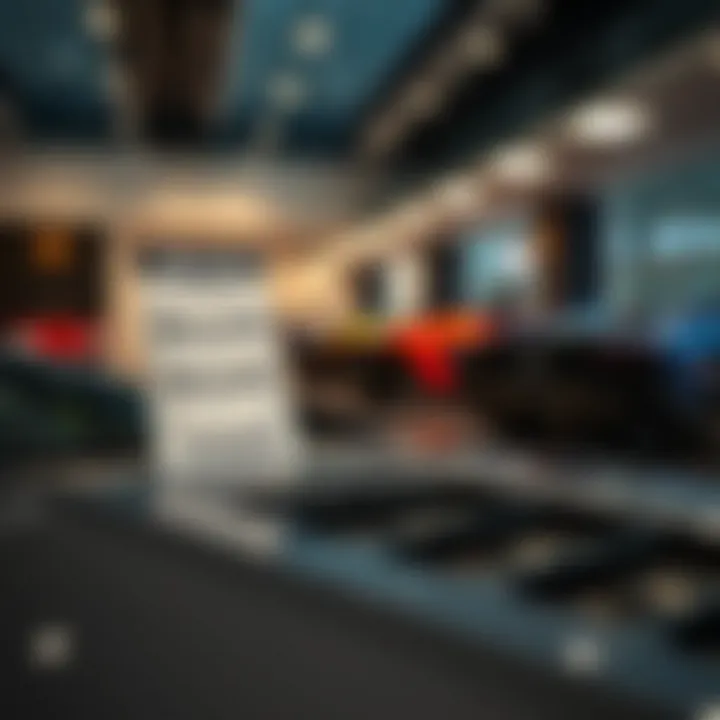 A close-up of Lamborghini pricing tags in a Dubai showroom