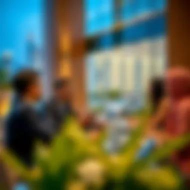 Business Collaboration at Latifa Tower Business professionals engaging in a meeting at Latifa Tower