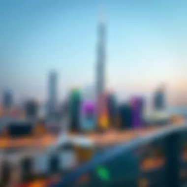 Latifa Tower Amidst Dubai's Vibrant Skyline Panoramic view of Dubai skyline featuring Latifa Tower