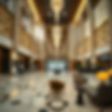 Sophisticated Lobby of Latifa Tower Trade Center Luxurious interior lobby of Latifa Tower Trade Center