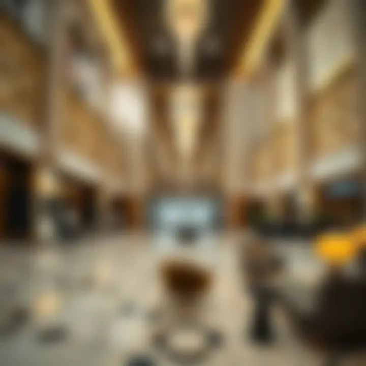 Sophisticated Lobby of Latifa Tower Trade Center Luxurious interior lobby of Latifa Tower Trade Center