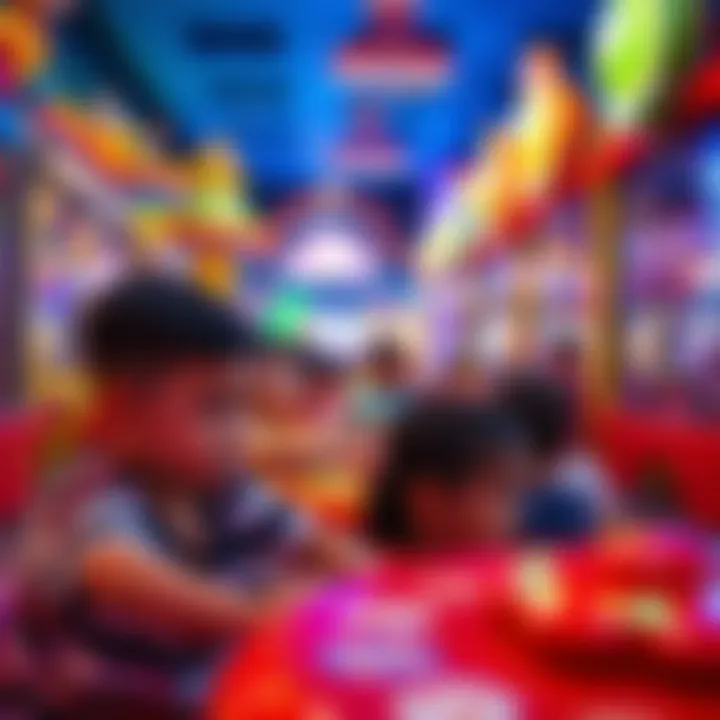 Kids enjoying interactive games and attractions in Fun City.