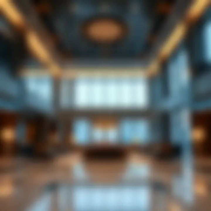 Luxurious lobby interior of the Millennium Executive Tower with modern furnishings