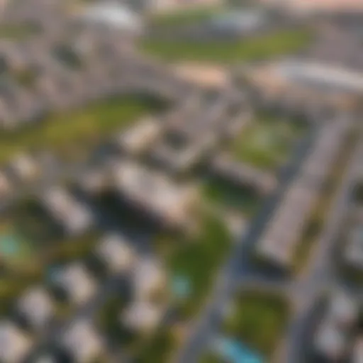 Aerial Perspective of Nad Al Sheba Gardens Aerial view of Nad Al Sheba Gardens showcasing the lush greenery and residential layout