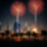 Spectacular fireworks display over the Dubai skyline during National Day celebrations.
