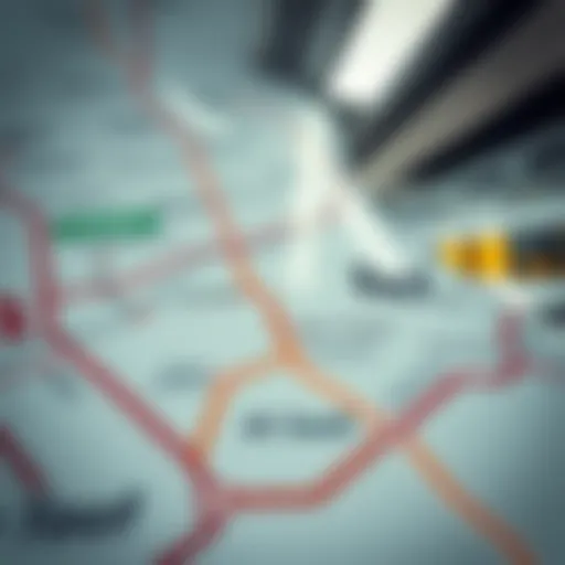 Metro map highlighting routes to Al Seef