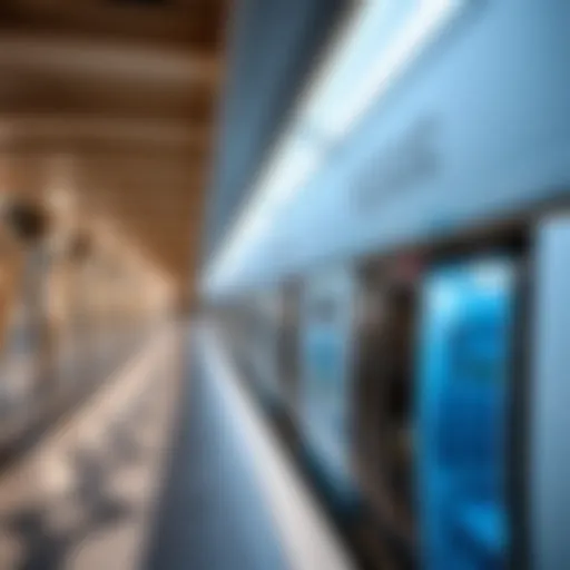 A map of the Dubai metro system highlighting the route to Blue Water