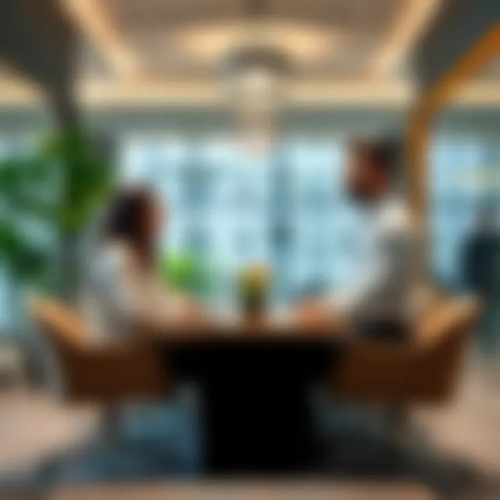 AZCO Brokers team engaging with clients at a modern office