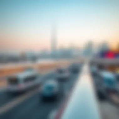 Dubai Skyline: A Gateway to Abu Dhabi Transfers Scenic view of Dubai skyline with transport options