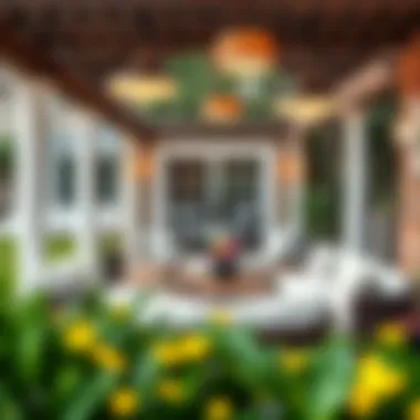 Elegant garden terrace with stylish furniture