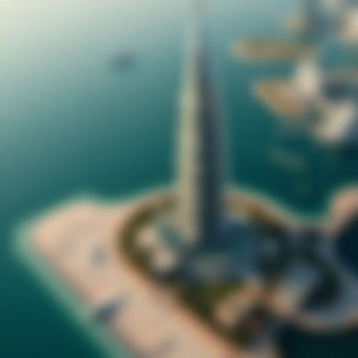 Aerial Perspective of Palm Tower Aerial view of Palm Tower within Palm Jumeirah