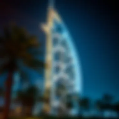 Illuminated Palm Tower at Night Night view of Palm Tower illuminated