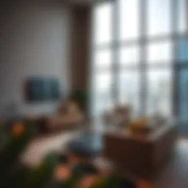 Cozy living space with city view