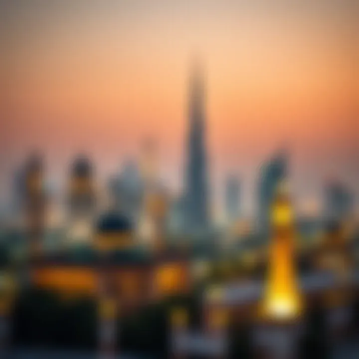 Ramadan in the UAE Skyline Artistic representation of UAE skyline adorned for Ramadan