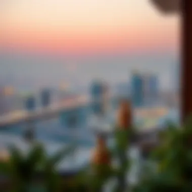 Breathtaking view from a terrace in the Ritz Carlton Residences overlooking Dubai skyline